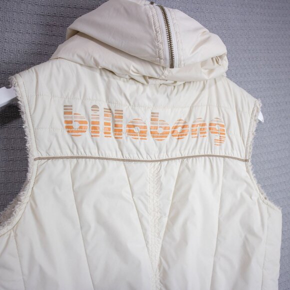 Billabong Y2K Vintage Puffer Sherpa Zip up Hoodie Vest - Picture 11 of 11